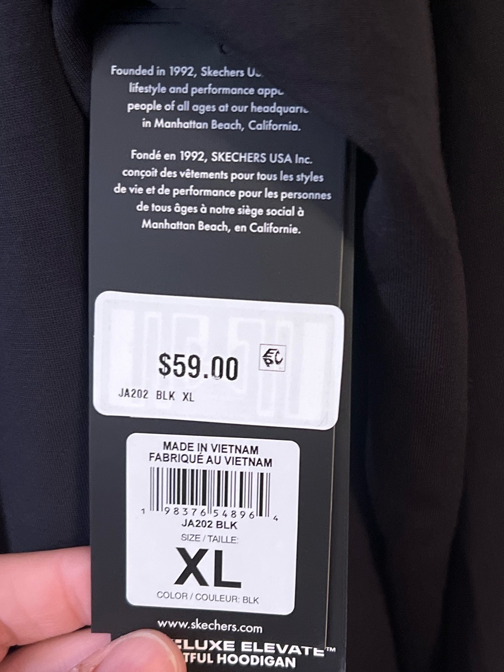 #320 Skechers GoWalk Elevate Hoodigan Black Open Front Hooded Cardigan XL NWT - Picture 2 of 5